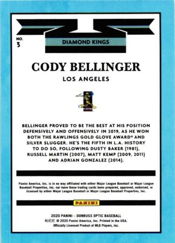 2020 Donruss Optic #3 Cody Bellinger - Picture 2 of 2
