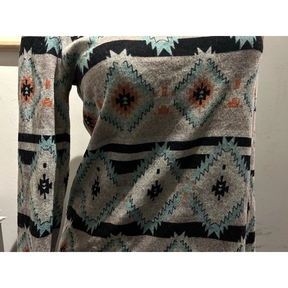 Mujer Living Doll LA Gris Brezo y Azul Aqua Southwest Top en Talla Grande 12 Foto 4 de 4