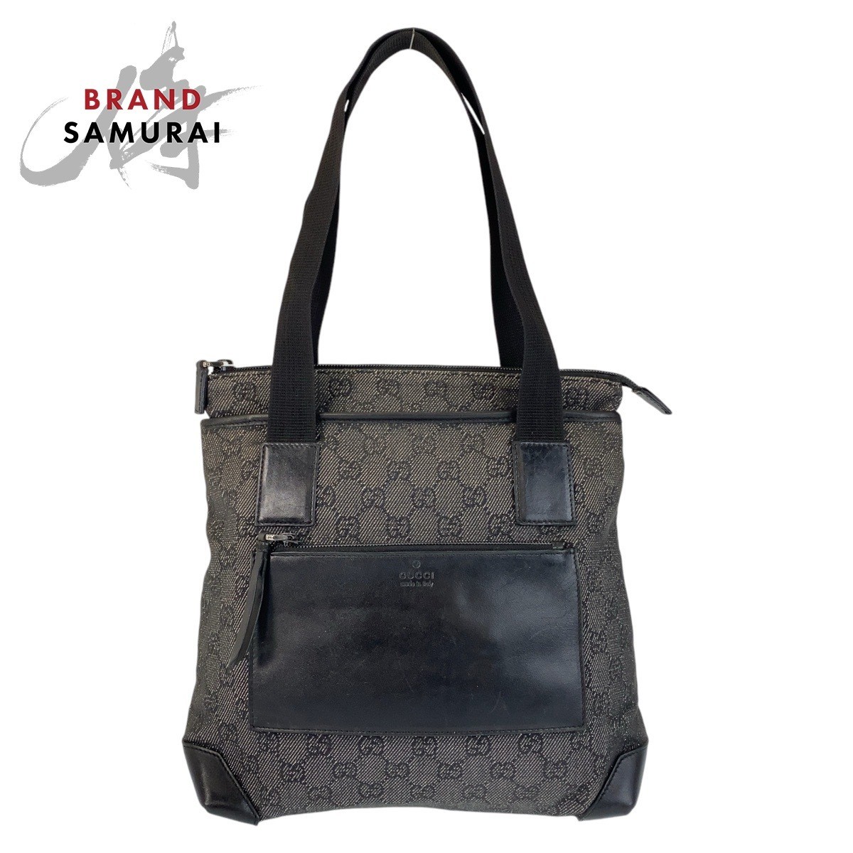 Gucci GG Monogram Black Canvas and Leather Shoulder Tote Bag 503837