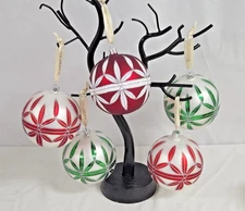 Set of 5 Vintage Waterford Holiday Heirlooms Rosslare Christmas Ornament Balls