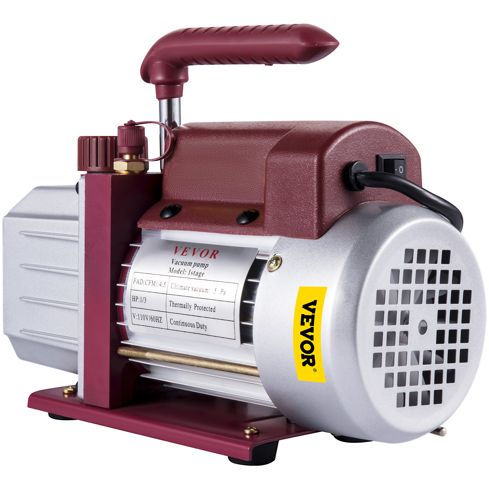 4.5 CFM Single-Stage Rotary Vacuum Pump HVAC/Auto AC 4.5CFM 1/3HP 1/4"ACME inlet
