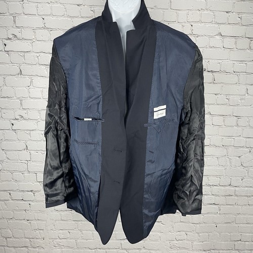 Calvin Klein Navy Stripe 100% Wool Slim Fit 2 Button Blazer Sport Coat Size 44R - Picture 7 of 9