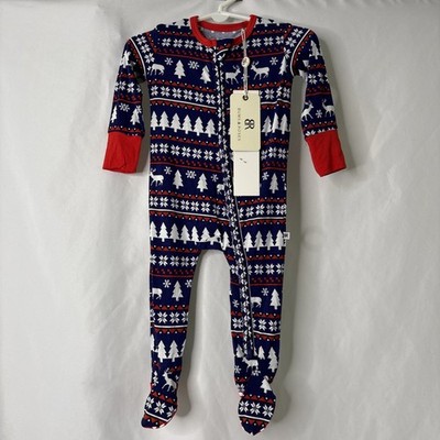 Bums And Roses Footed Sleeper Pajamas Bamboo PJs 6-9 Months Winter Scene