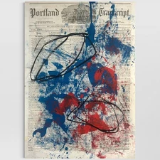 Original Mixed Media Abstract Modern Art Painting 11x16 "Portland 1855" Signed