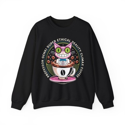 Steelport Cat Coffee Emblem Crewneck Sweatshirt.  Saints Row Video Game.