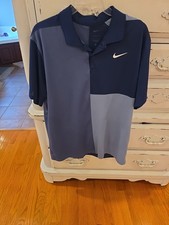 Nike Men's Dri-FIT Victory Blocked Golf Polo Large Blue/Light Blue EUC Golf