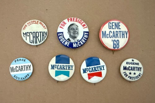 7 vintage 1968 EUGENE McCARTHY for PRESIDENT pinback BUTTONS campaign POLITICAL