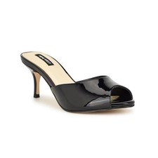Women's Nine West Luvlie Kitten Heel Dress Sandals Black Patent
