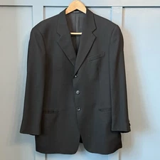 Armani Collezioni Mens 44R Wool Blazer Sport Coat Jacket Black Made Italy 90's