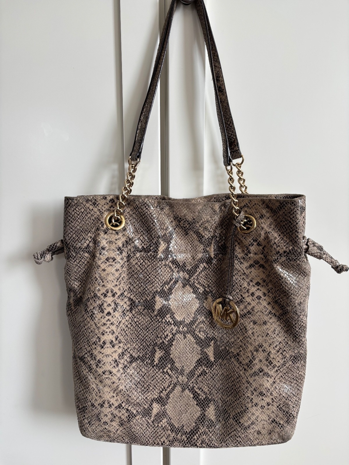 Michael Kors Jet Set Python Chain Suede Leather C… - image 3