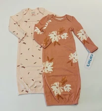 Carters Newborn Baby Girl Sleeper Gowns Sleep Sack 2 PC Set Floral Butterfly