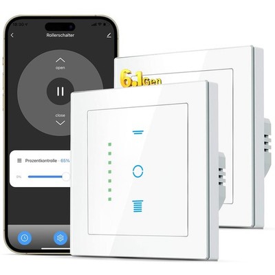 SMARTERCURRY Rollladenschalter 6.1Gen Timer Kindersicherung 2er Weiß