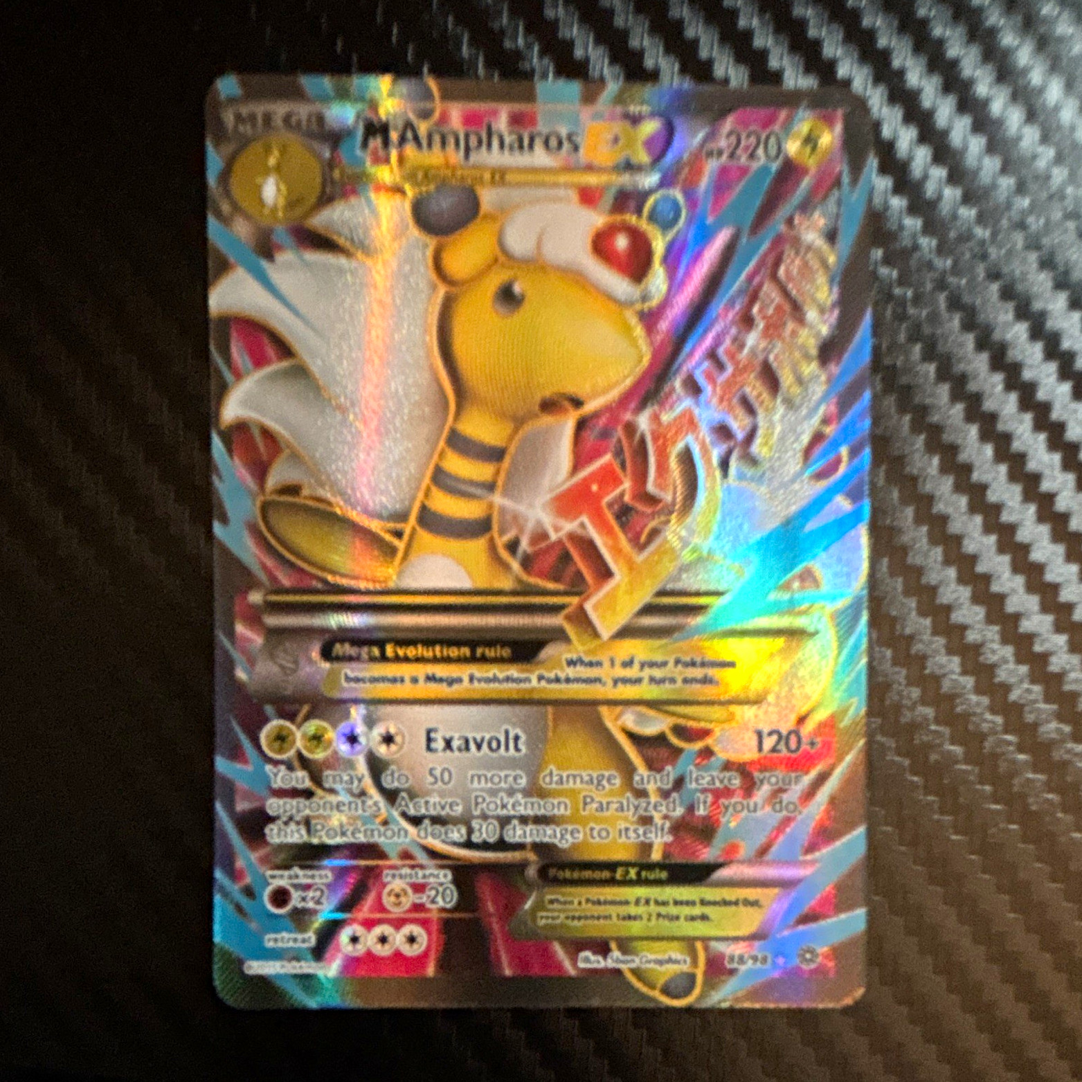 Pokemon TCG M Ampharos EX MEGA Full Art Holo Ultra Rare 88/98 Ancient Origins