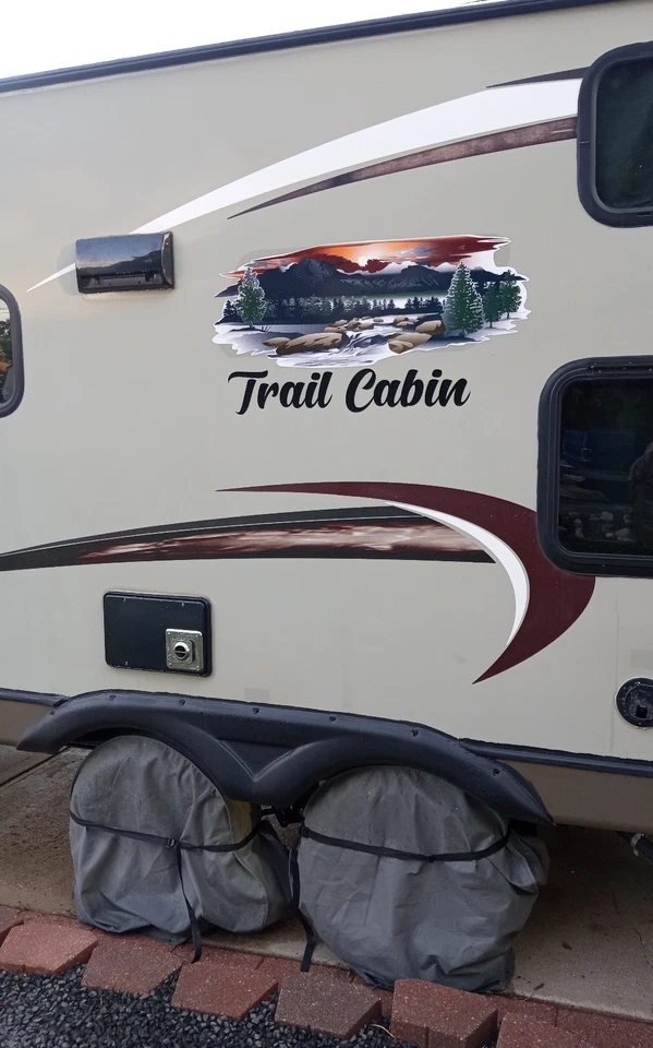 Casa rodante Mountian Tree River gráfico mural ajuste pared cámper autocaravana remolque Foto 4 de 4