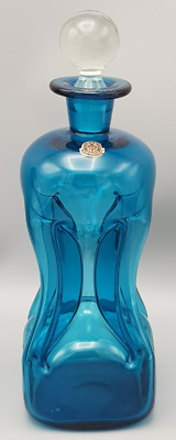 KASTRUP Dänemark alte Glas Karaffe KLUK-KLUK blau ca.25,8cm Jacob E. Bang TOP