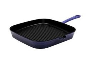 Eco+Chef Enamel Cast Iron Grill Pan BLUE Square EC-9GRILL