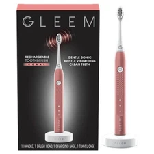 Gleem Electric Toothbrush NEW Rechargeable Soft Bristles Timer Coral $50