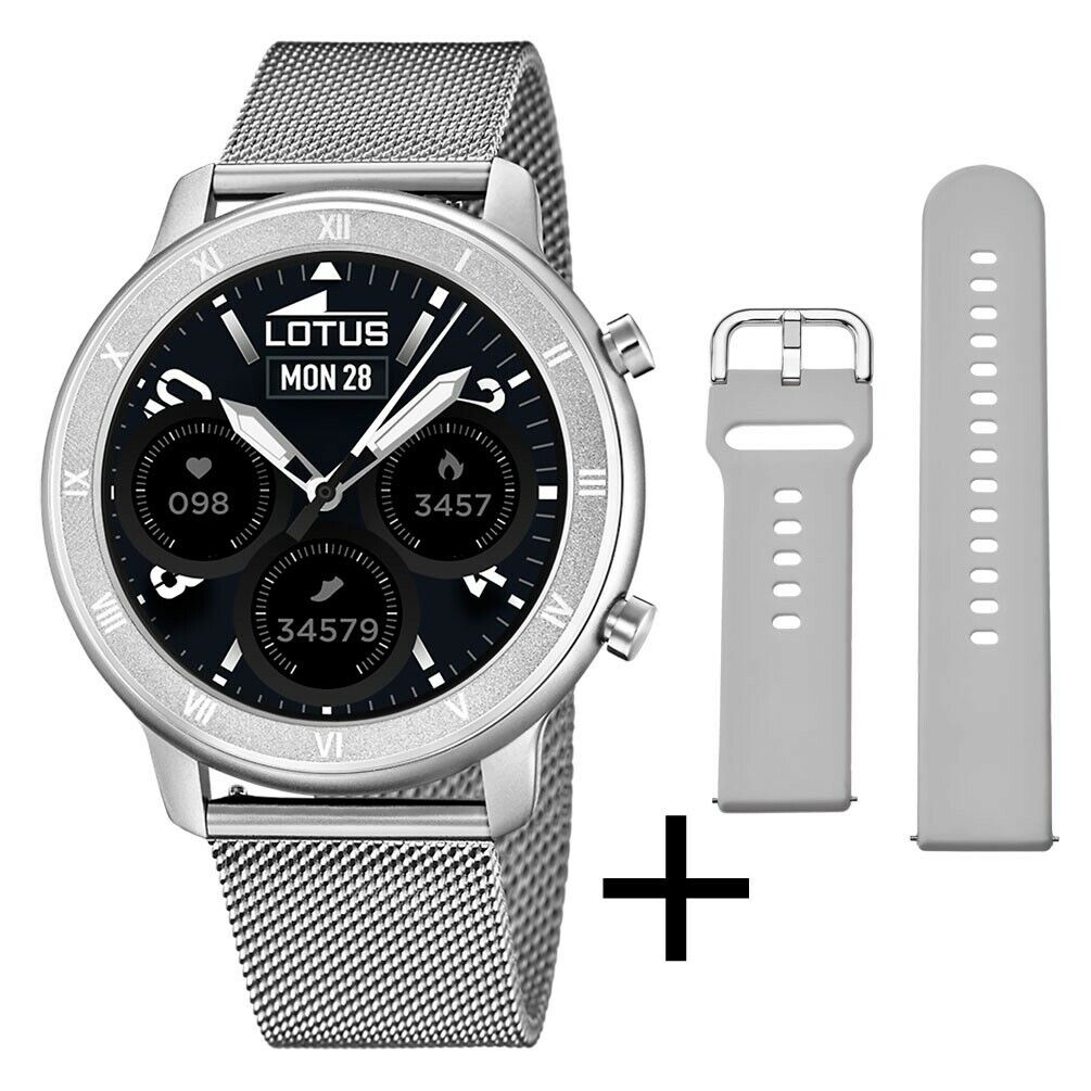 Lotus smartwatch esfera negra correa milanesa y silicona gris 50037/1