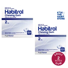 Habitrol Gum 2mg Fruit  408 Pieces 2 Boxes x 204 pcs  Sugar Free 2027+