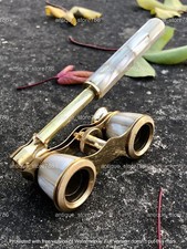 Antique Brass Opera Glasses Mother of Pearl  Handle Brass Fittings France Gift
