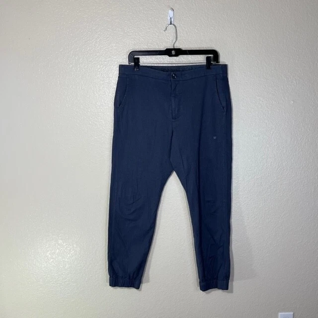 Mack Weldon Pants Sunday Lounge Joggers Blue Gray Twill Tapered Size Medium