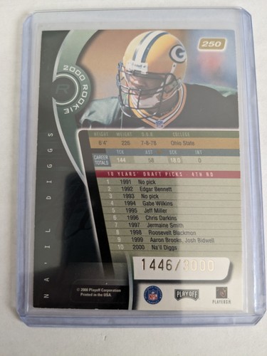 🏆 2000 Absolute /3000 NA'IL DIGGS RC #250 GREEN BAY PACKERS - Picture 2 of 2