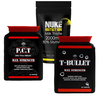 TESTOSTERONE BOOSTER ANABOLIC STACK TEST T BULLETS EXTREME PCT MILK THISTLE