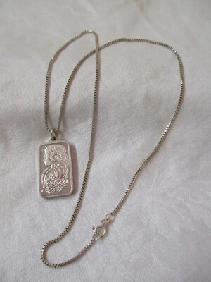 Vintage Suisse 999 Sterling 1/2 ounce Lady Fortuna Pendant with 835 Silver Chain