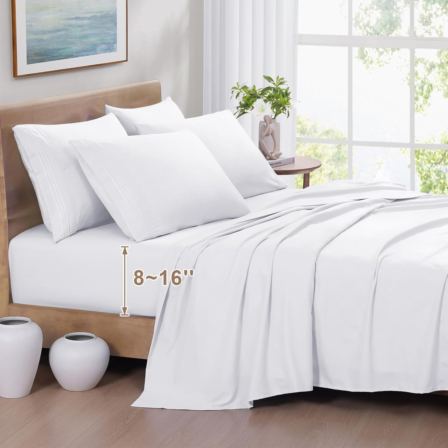 Queen Sheet Set - 6 Piece Bed Sheets Queen Size - Hotel Luxury Bedding Sheets &