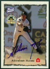 Original Autograph of Abraham Nunez of the Lynchburg Hillcats on a 1997 Best