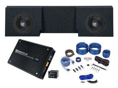 2) Rockville 12'' Subwoofers+Amplifier+Sub Box For Chevy 2007- Current Single Cab