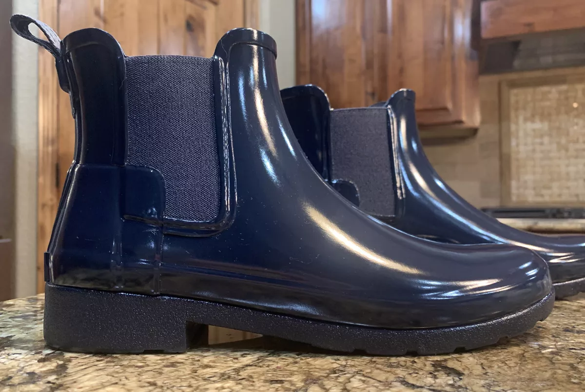 Hunter original refined black gloss chelsea wellington clearance boots