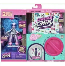 New Capsule Chix Shimmer Surge Doll 2 Pack, Surprise Doll w/ Capsule Machine