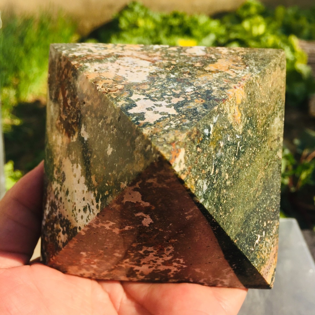 オーシャンジャスパー ピラミッド 1.39lb Natural Ocean Jasper Pyramid Quartz Crystal Specimen
