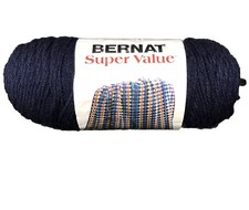 Bernat Super Value Yarn 7oz Skein NAVY BLUE Free Granny Blanket Pattern On Label