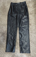 Abercrombie Fitch Faux Leather Pants Womens 30/10 L Black 90s Straight High Rise