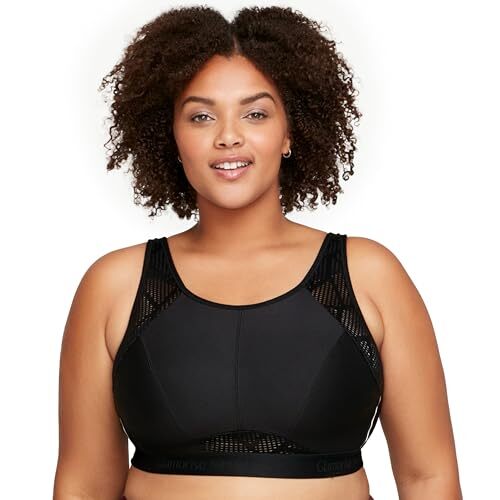 Women's Plus Size No-Sweat Mesh Sports Bra Wirefree #1068 42D Black - Picture 6 of 7
