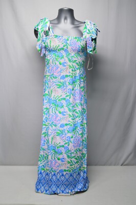 Lilly Pulitzer Kailua Smocked Maxi Dress Women's Dress Resort White : Xs