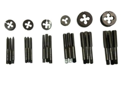 All RIGHT TAP AND DIE SET 3/16 TO 1/2'' BSF -6 SIZES BRITISH STANDARD FINE 24 pcs