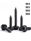Black Steel Phillips Cross Hex Flange Head Self Tapping Screws M4 M5 M6 M8