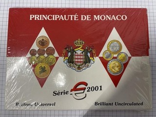 3 88 € Monaco Kursmünzensatz 2001 CN bfr. Blister original
