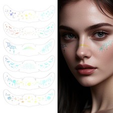6pcs Halloween Glitter Face Freckles Tattoos, Waterproof Rainbow Holographic ...