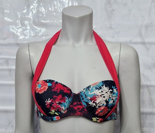 CORAL BAY BEACHWEAR Womens Halter Neck Multi-Coloured Swim Bikini Top UK M 36B - Afbeelding 3 van 3