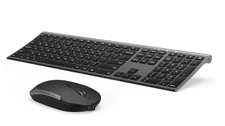 vssoplor- Wireless Keyboard & Mouse, Rechargeable, Full Size Keyboard, Dark Grey