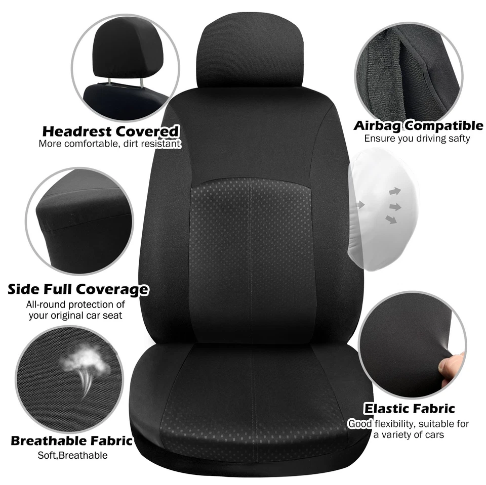 For Volkswagen Car 5 Seat Covers Full Set Cloth Front + Rear Cushion With Zipper Foto 3 de 4