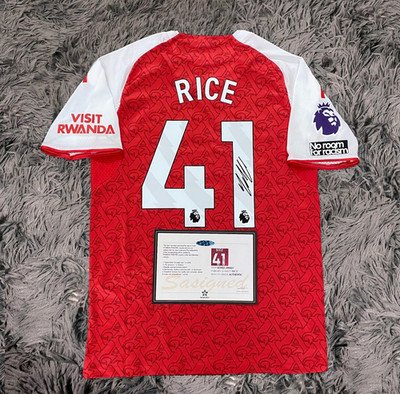 Declan Rice PRINTED Signature Arsenal 25/26 Home Jersey COA - 2025