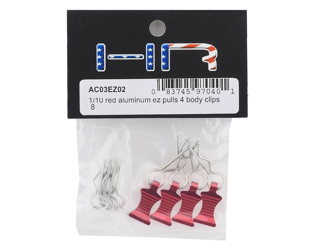 Kit Di 4 Tiranti In Alluminio Hot Racing EZ Con Clip Per Corpo, Scala 1/10, Colore Rosso HRAAC03EZ02