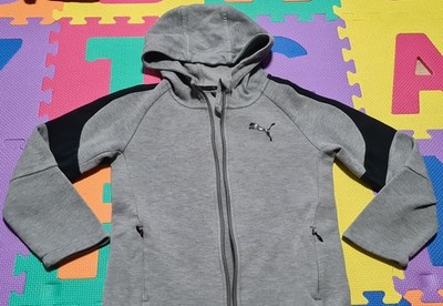  Sehr guter Zustand Puma Evostripe Activewear-Jacke mit durchgehendem Reißverschluss Hoodie feuchtigkeitsableitend Größe 9-10Y