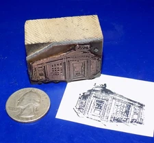 Vintage/Antique "NEWTON SAVINGS BANK WELLESLEY MASS" Wood/Copper Printers Block
