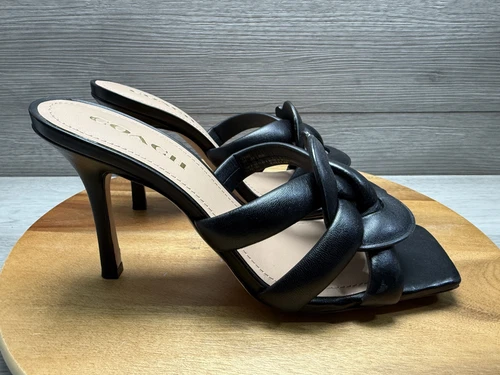 Coach Kellie sandalo morbido firmato sandali eleganti scarpe nere tessuto taglia 9